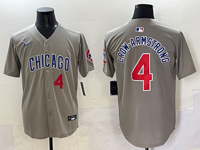 Men 2025 Chicago Cubs #4 Crow Armstrong greu Nike MLB Jersey style 9->chicago cubs->MLB Jersey